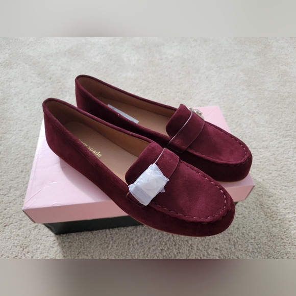 KATE SPADE NEW YORK Camellia Suede Loafers 'Dark Merlot' Burgundy Size 7.5 B - Picture 8 of 8